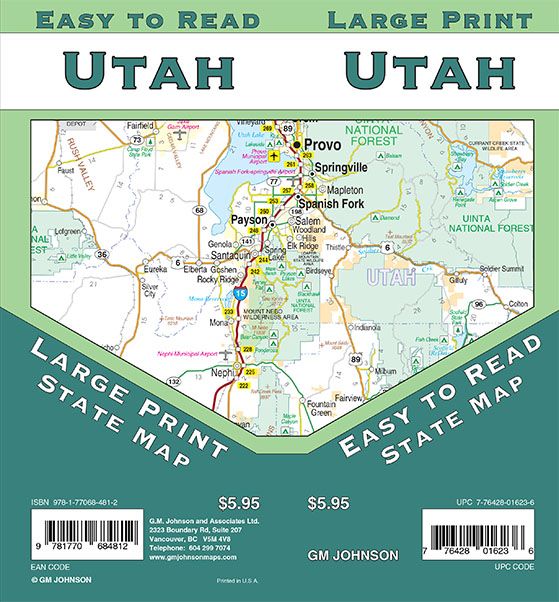 Utah Large Print Road Map