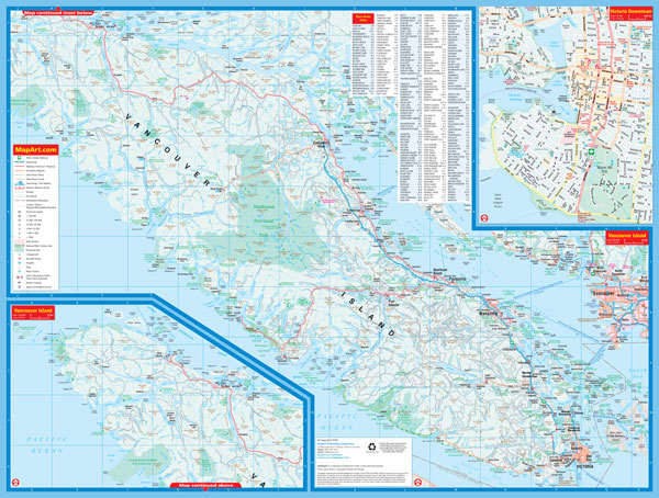 Vancouver Island FastTrack Road Map by MapArt Publishing - Region Map