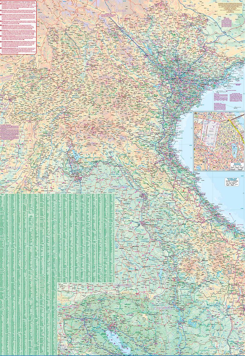 Vietnam, Lao & Cambodia Travel & Reference Map by ITMB - North Map