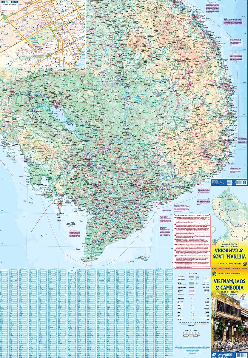 Vietnam, Lao & Cambodia Travel & Reference Map by ITMB - South Map