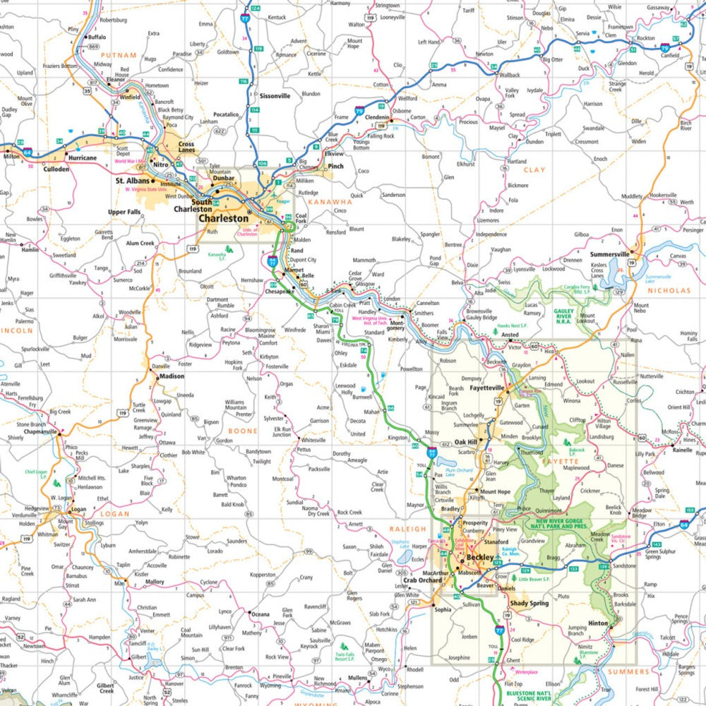 West Virginia State Highway Folded Map by Rand McNally (Easy to Read) - Map Detail