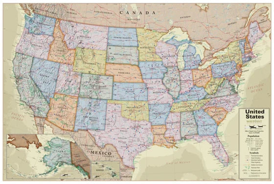 USA Boardroom Style Wall Map