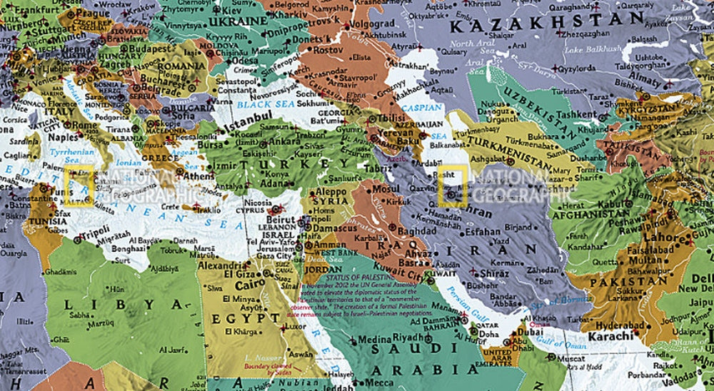 World Wall Map by National Geographic - Decorator Series - Map Detail
