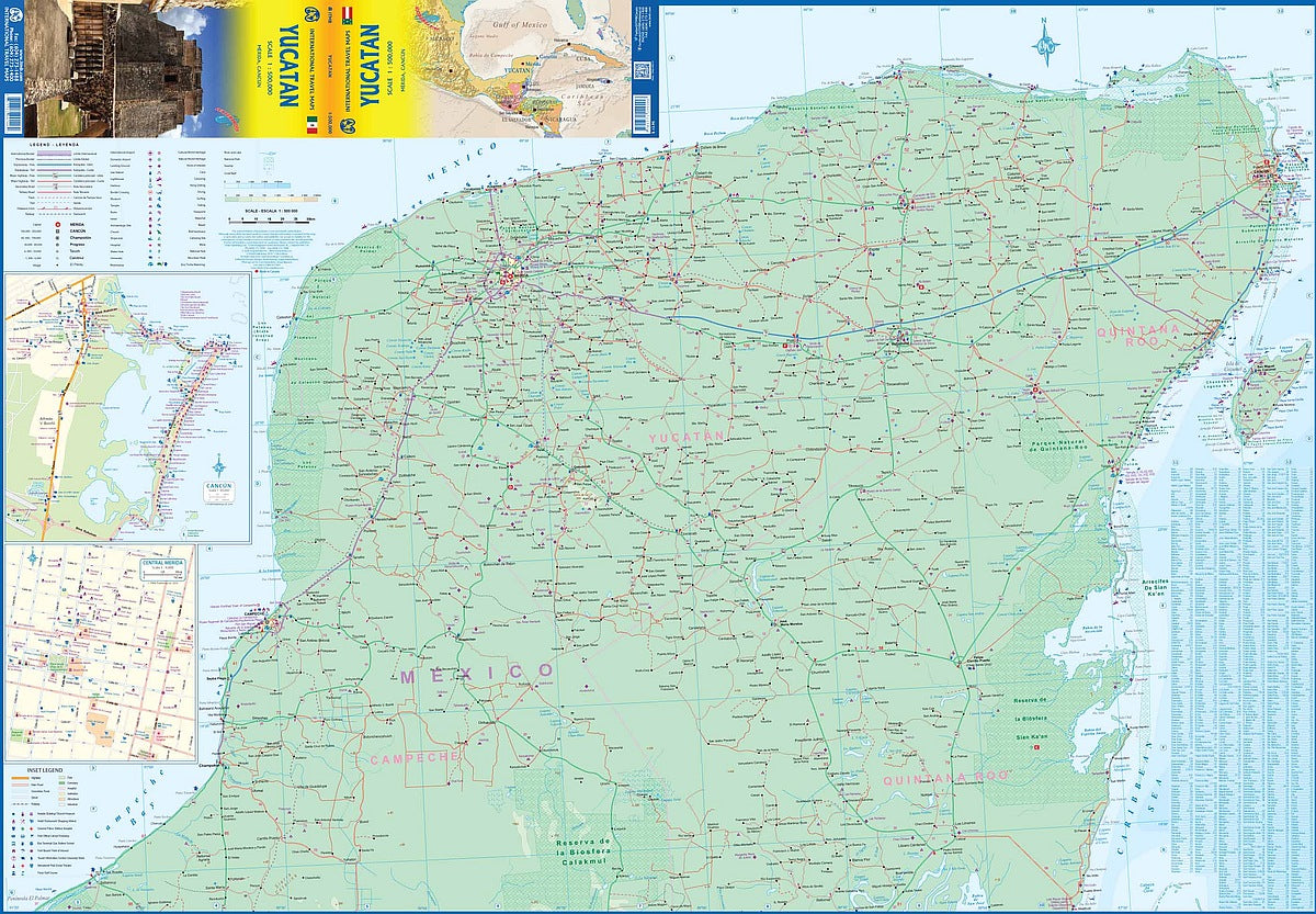 Yucatan Peninsula Travel & Reference Map by ITMB - North Half
