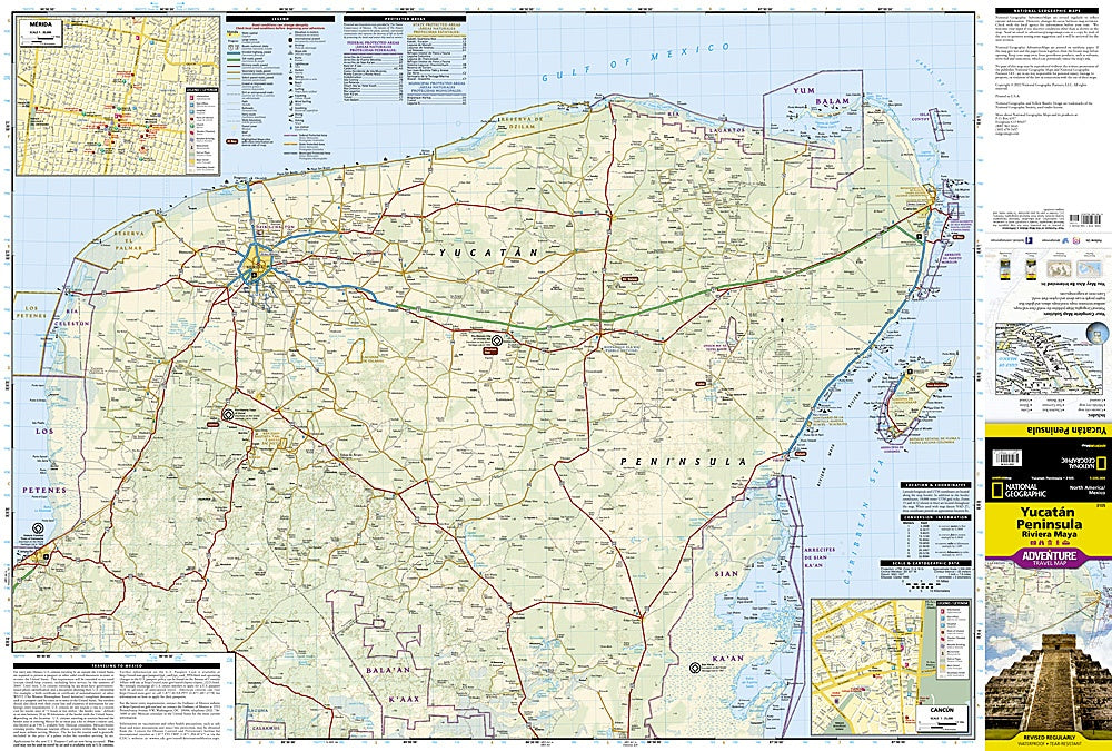Yucatan Peninsula / Riviera May Adventure Travel Map by National Geographic - Map Detail