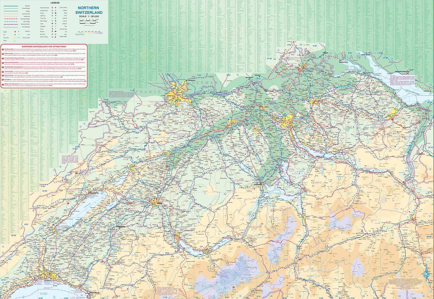 Zurich & Northern Switzerland Travel & Reference Map by ITMB - Regional Map