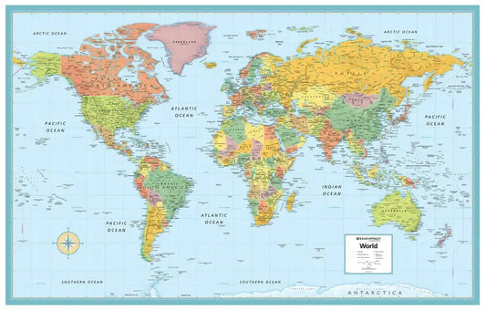 Political World Map - Blue