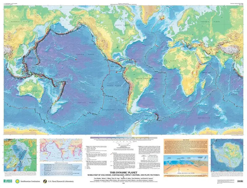 This Dynamic Planet - World Tectonics Map