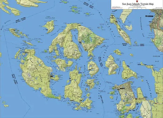 San Juan Islands Terrain Wall Map