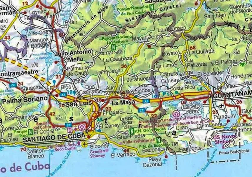 Caribbean Cruise Map by Freytag & Berndt