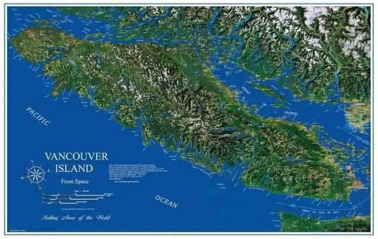 Vancouver Island Satellite Map Poster