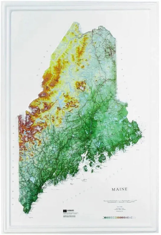 Maine Raised Relief Map (Raven Colors)