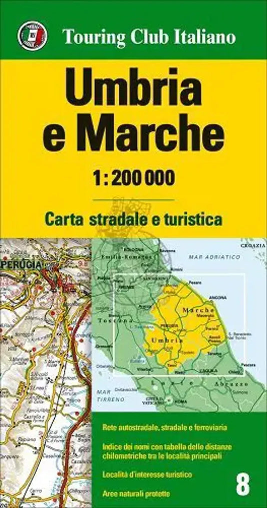 Umbria & Marche Travel Map l Touring Club of Italy