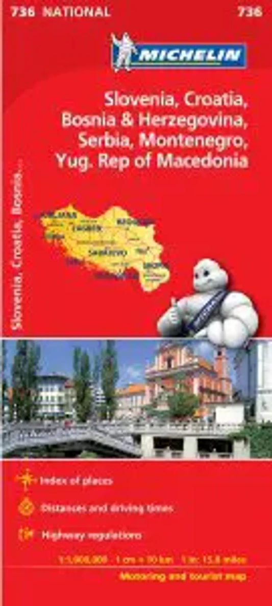 Slovenia, Croatia, Bosnia & Herzegovina Area Travel Map