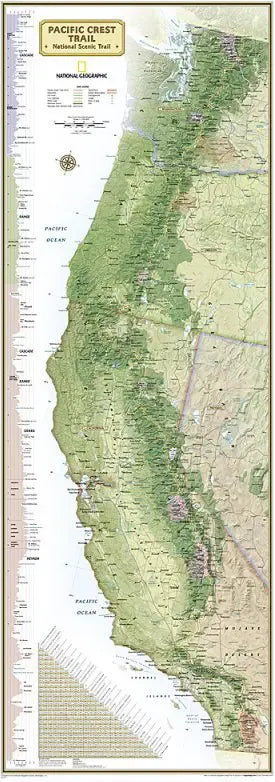 Pacific Crest Trail Wall Map by National Geographic