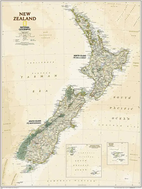 New Zealand Executive Series Wall Map by National Geographic