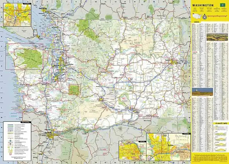 Washington State Road & Guide Map