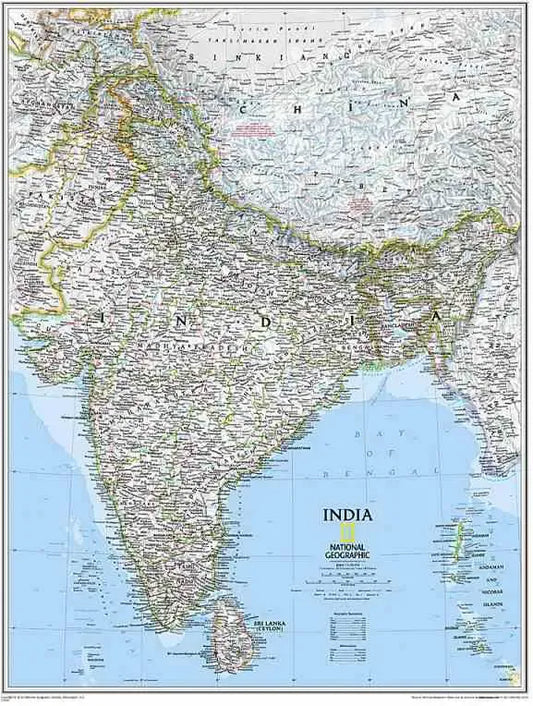 India Wall Map by National Geographic