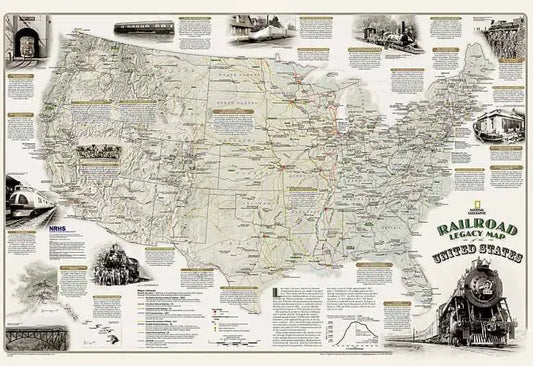 United States Railroad Legacy Map by National Geographic