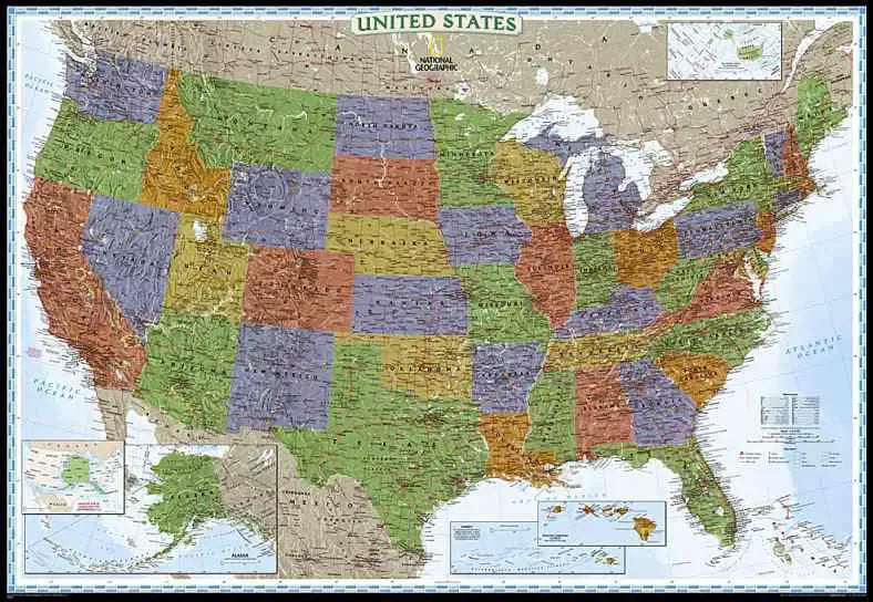 United States Wall Map - Decorator Style by National Geographic