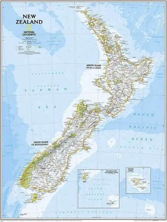 New Zealand Wall Map by National Geographic