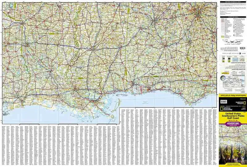 US Southeastern Plains Gulf Coast Travel Map