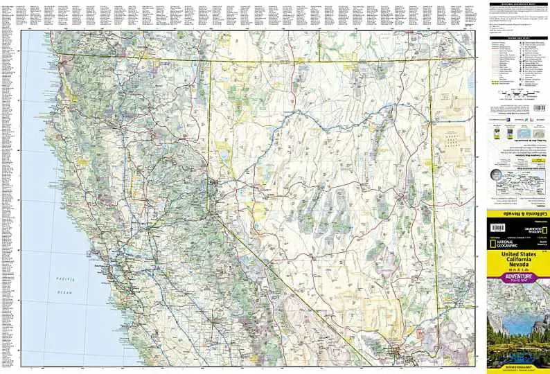 United States California & Nevada Travel Map