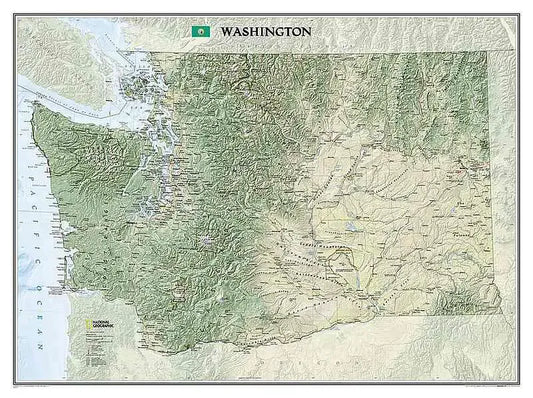 Washington State Wall Map by National Geographic