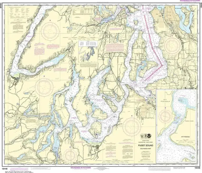 NOAA Chart 18448 - Puget Sound Seattle to Olympia