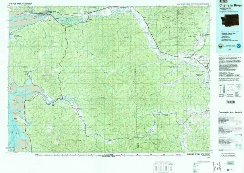 Chehalis River USGS 1:100K Topo Map