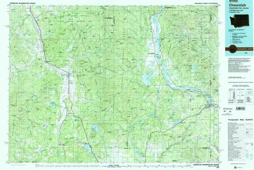 Chewelah USGS 1:100K Topo Map
