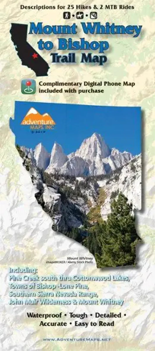 Mt Whitney to Bishop Trail Map