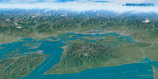 Puget Sound Panorama Map by Eric Knight