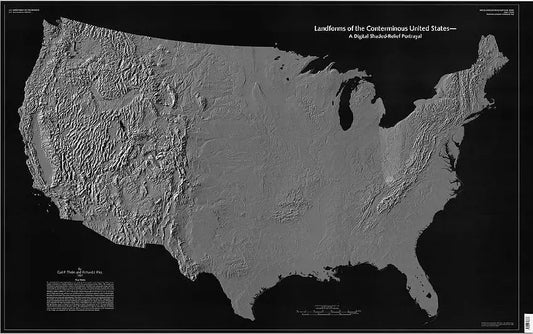 Landforms of the United States Wall Map