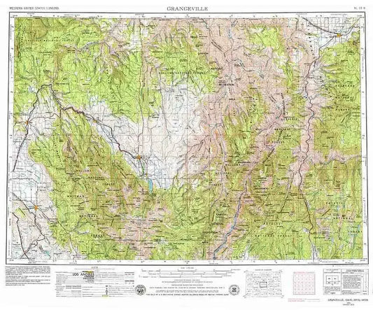 Grangeville 1:250K USGS Topo Map