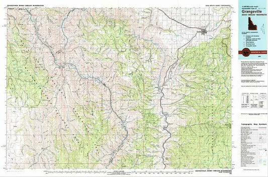 Grangeville USGS 1:100K Topo Map