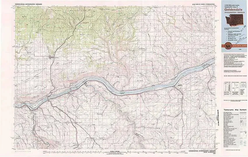 Goldendale USGS 1:100K Topo Map