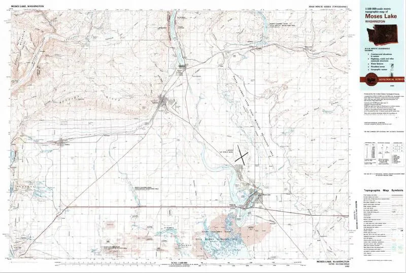 Moses Lake USGS 1:100K Topo Map