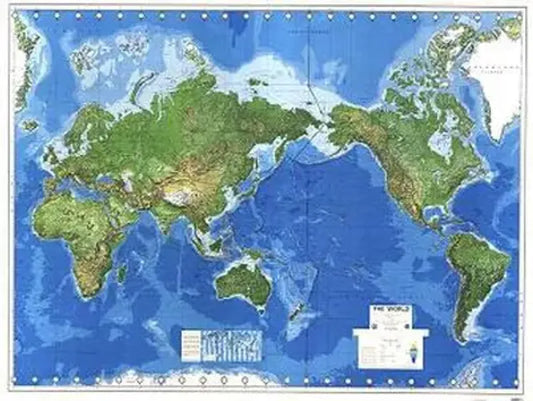 Physical World Mural Map 6 Piece