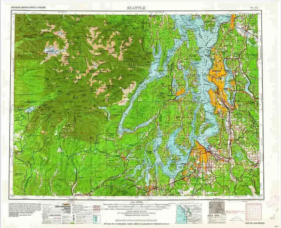 Seattle 1:250K USGS Topo Map