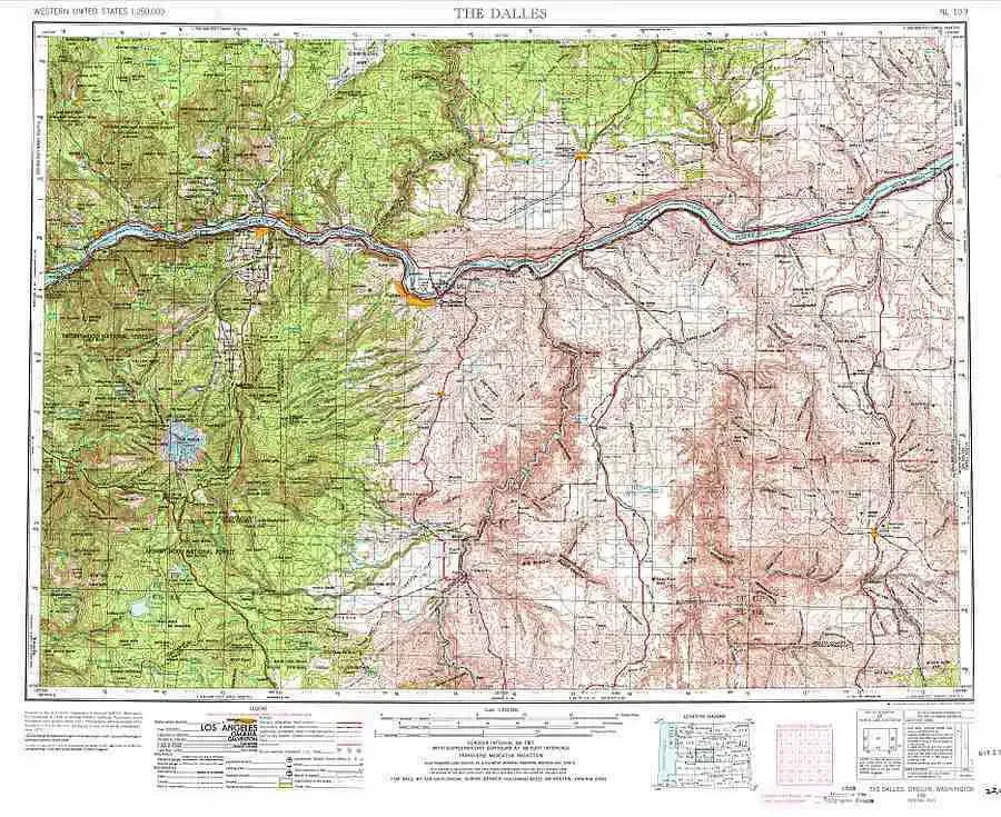 The Dalles 1:250K USGS Topo Map