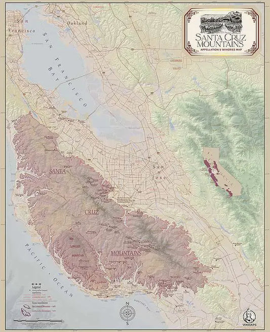 Santa Cruz, California Wine Region Map