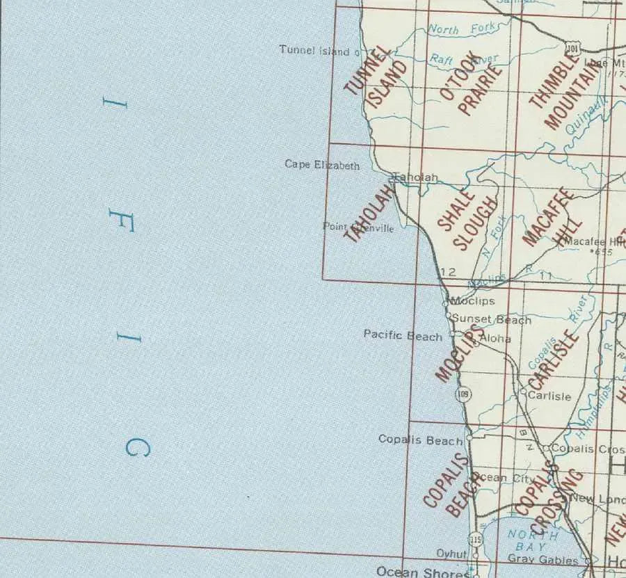 Copalis Beach Area 1:24K USGS Topo Maps