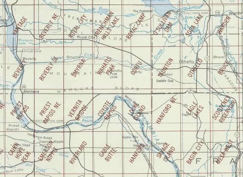 Priest Rapids Area 1:24K USGS Topo Maps