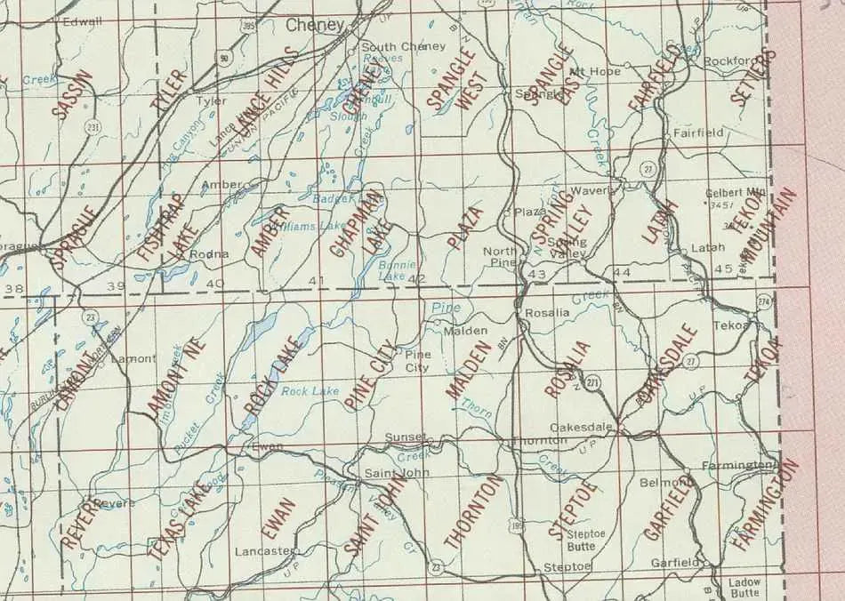 Rosalia Area 1:24K USGS Topo Maps