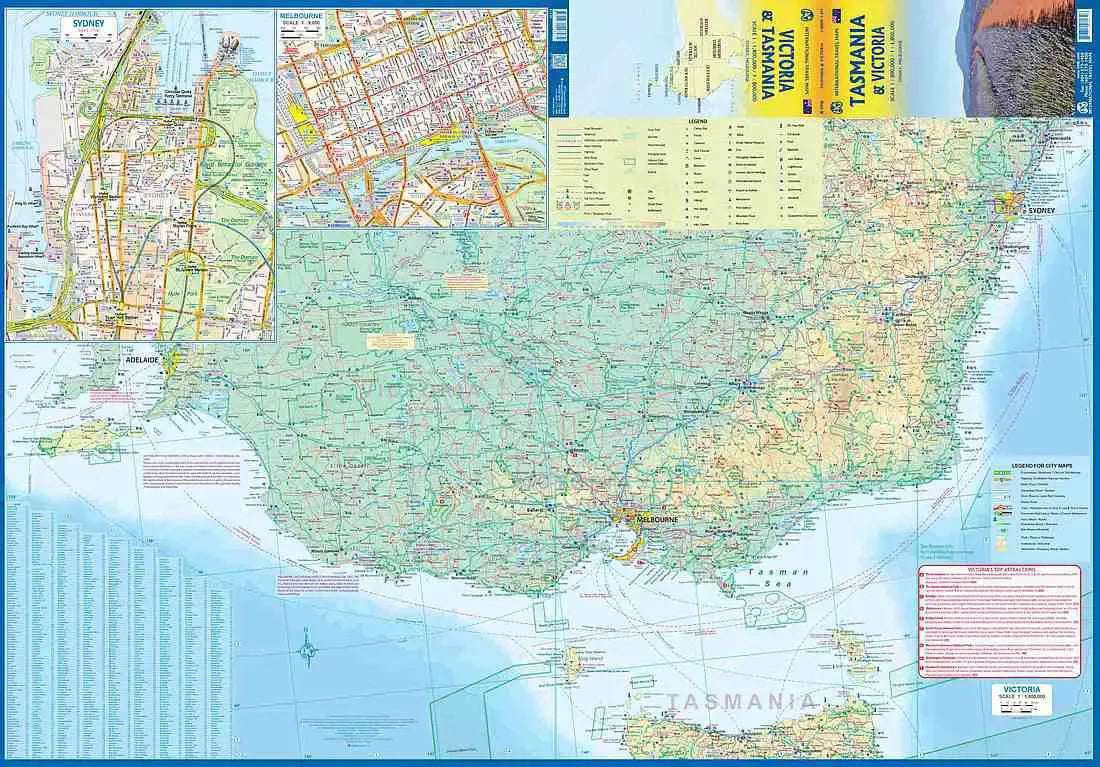 Tasmania & Victoria Travel Map