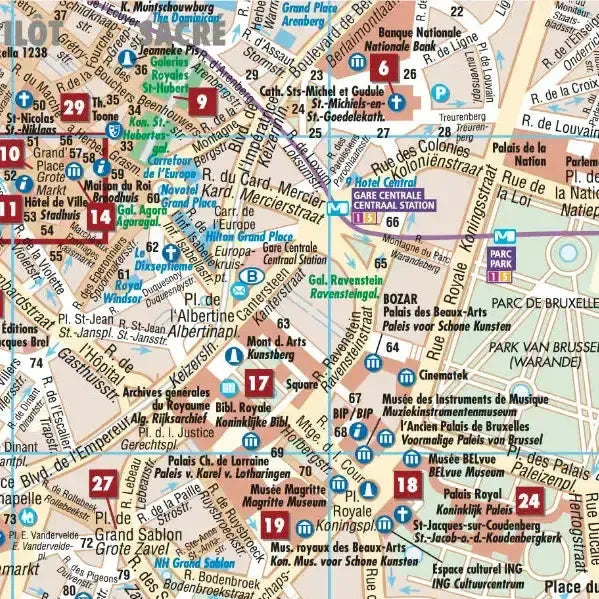 Brussels Laminated City Map l Borch