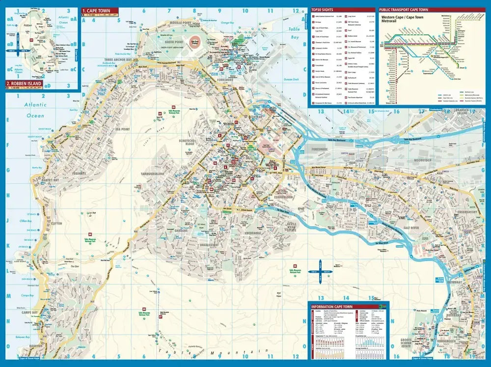 Cape Town Laminated City Map l Borch