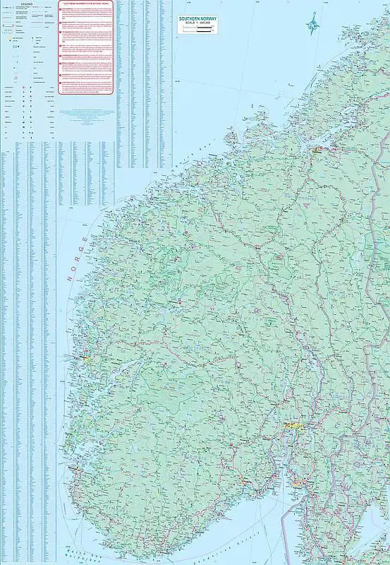 Oslo Bergen Norway South Travel Map