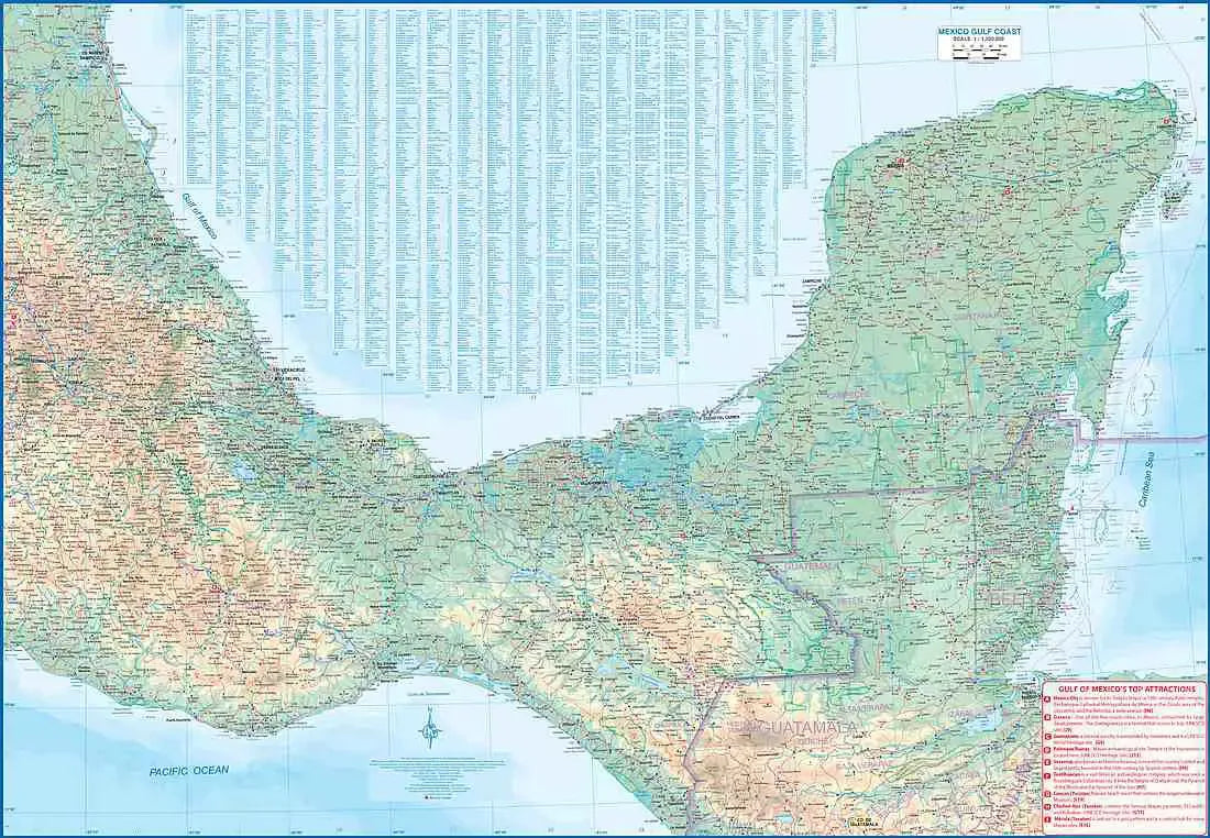 Mexico Gulf Coast Travel Map